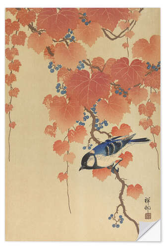Vinilo para la pared The Coal Tit on Paulownia Branch