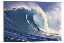 Wood print Surfer at Peahi, Maui, Hawaii - Dave Fleetham