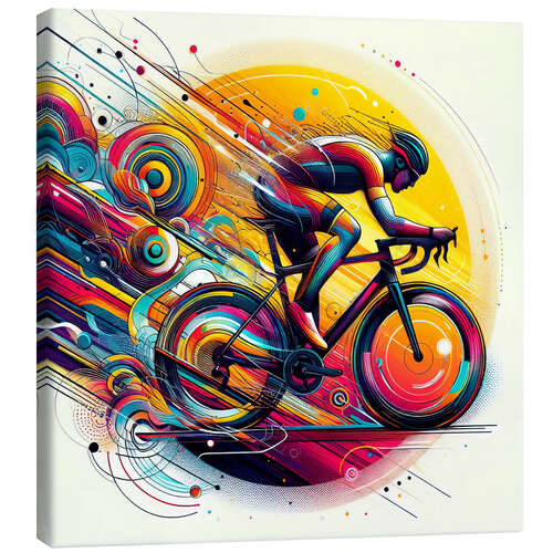 Tableau sur toile Abstract cyclist racing