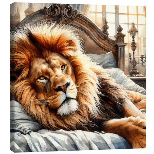 Canvas print A lion in my bed