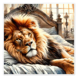 Poster A lion in my bed - nobelart