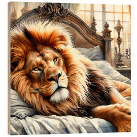 Trätavla A lion in my bed - nobelart
