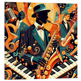 Tableau en verre acrylique Abstract saxophonist - nobelart