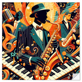 Wandsticker Abstrakter Saxophonist