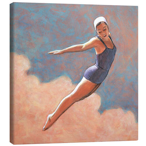 Canvas print High Diver in Soft Clouds