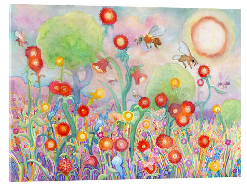 Acrylglas print Bees and Flowers