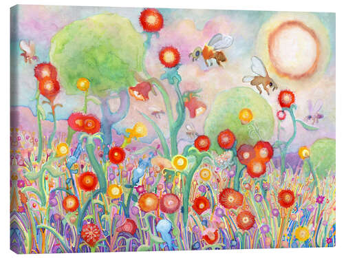 Canvas print Bees and Flowers