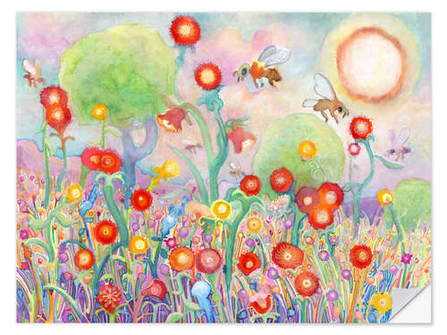 Vinilo para la pared Bees and Flowers