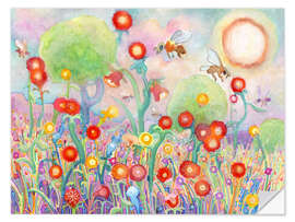 Vinilo para la pared Bees and Flowers