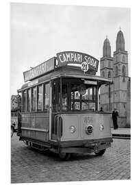 Hartschaumbild Campari-Straßenbahn vor der Waldmann-Statue, Zürich