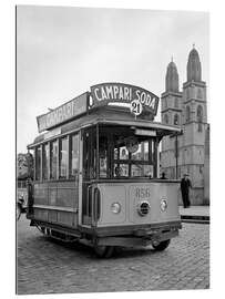 Gallery print Campari tram in front of the Waldmann statue, Zurich