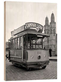 Trebilde Campari tram in front of the Waldmann statue, Zurich