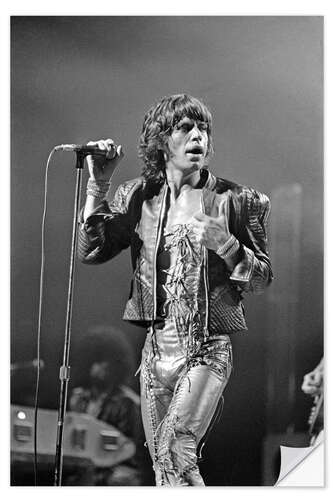 Muursticker Mick Jagger, Rolling Stones at the Berner Festhalle, 1973