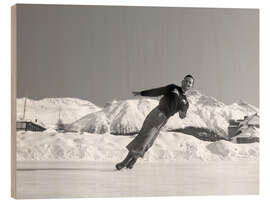 Holzbild Eiskunstlauf, St. Moritz, 1948