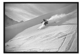 Gerahmter Kunstdruck Rudi Rominger beim Skifahren, 1940