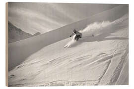 Holzbild Rudi Rominger beim Skifahren, 1940 - Vintage Ski Collection