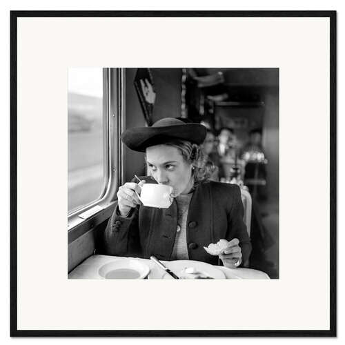 Framed art print Breakfast in a dining car of SBB Train, 1941