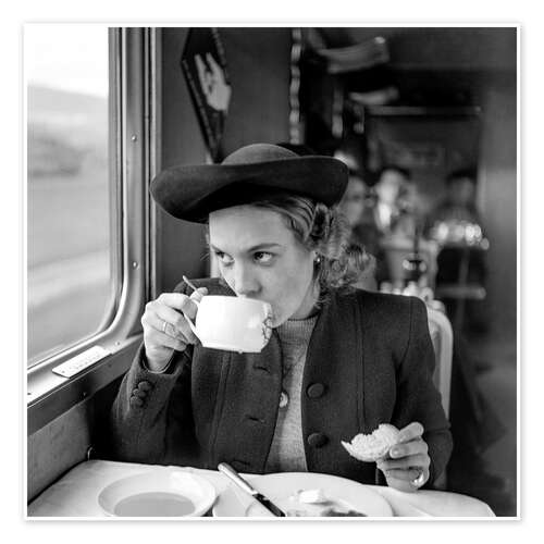 Poster Breakfast in a dining car of SBB Train, 1941