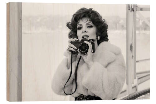 Quadro de madeira Gina Lollobrigida on Lake Geneva, 1973