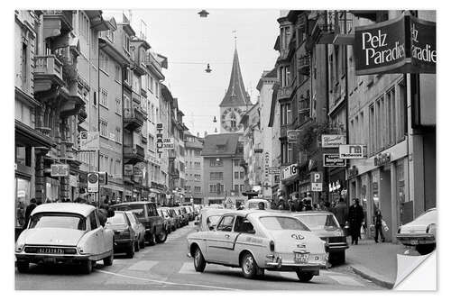 Wandsticker Traffic at Rennweg in Zurich, 1974