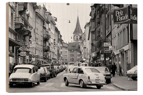 Tableau en bois Verkehr am Rennweg in Zürich, 1974
