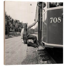 Wood print Photographer Fred Eberhardt, in action in Basel, 1941