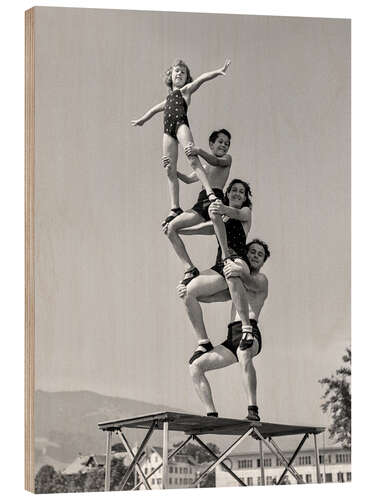 Wood print Engel Acrobatic Family, Switzerland, 1943