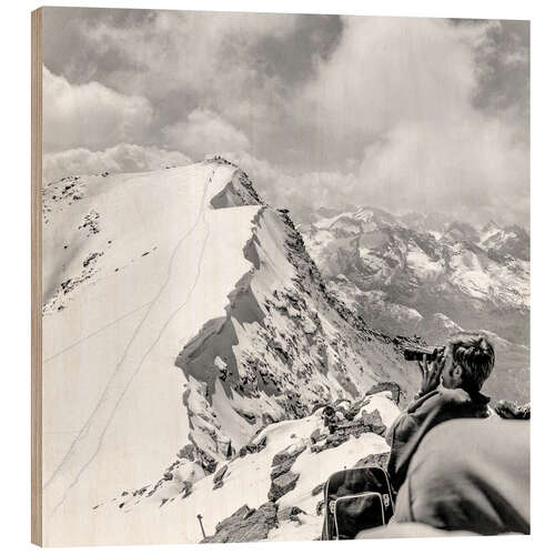 Holzbild Sommerski auf dem Corvatsch, Schweiz, 1970