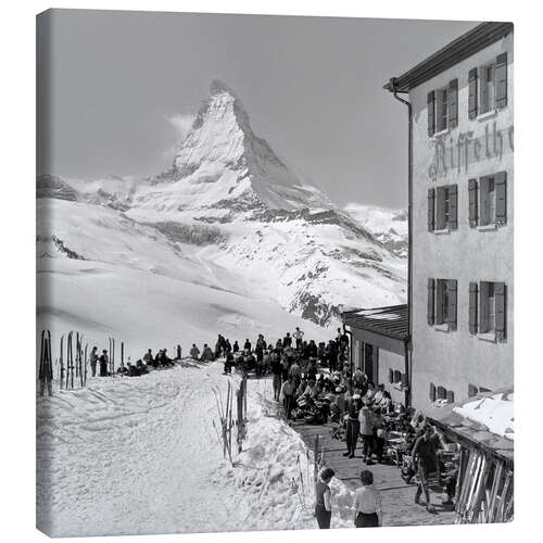 Canvas-taulu Hotel Riffelhaus under the Matterhorn, Zermatt, 1956