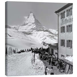 Canvas print Hotel Riffelhaus under the Matterhorn, Zermatt, 1956 - Vintage Ski Collection