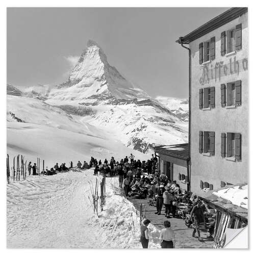 Selvklebende plakat Hotel Riffelhaus under the Matterhorn, Zermatt, 1956