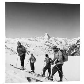Magnettafel Skifahrer am Adlerpass, Schweiz, 1946