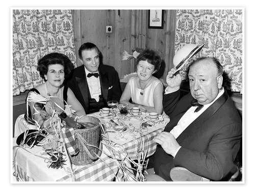 Poster Alfred Hitchcock mit Frau und Freunden, Schweiz, 1967