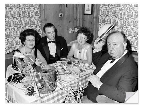 Wall sticker Alfred Hitchcock with wife and friends, Switzerland, 1967