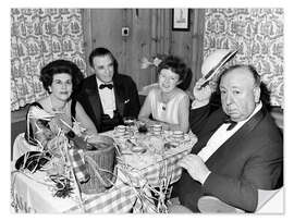 Wall sticker Alfred Hitchcock with wife and friends, Switzerland, 1967