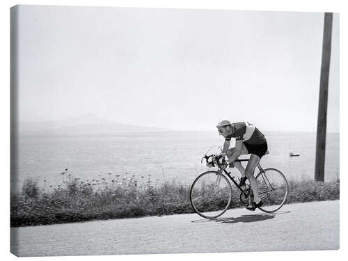 Canvas print Ferdy Kübler drives along Lake Geneva, 1950