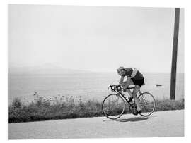 Bilde på skumplate Ferdy Kübler drives along Lake Geneva, 1950