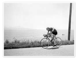 Poster Ferdy Kübler drives along Lake Geneva, 1950