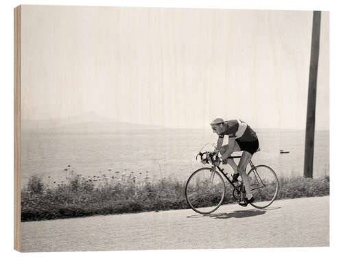 Quadro de madeira Ferdy Kübler drives along Lake Geneva, 1950