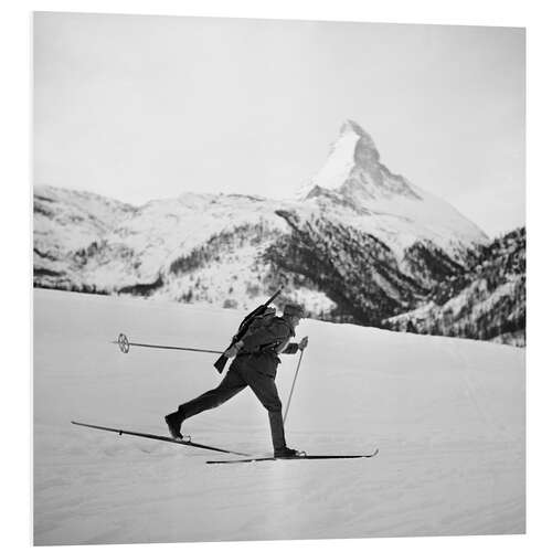 PVC-tavla Swiss military patrol skiing, 1944