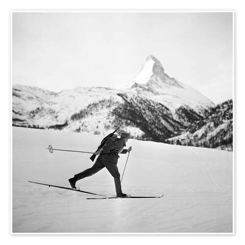 Poster Swiss military patrol skiing, 1944