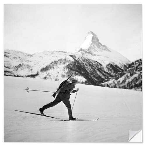 Wall sticker Swiss military patrol skiing, 1944