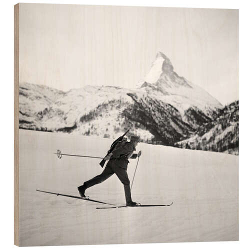 Quadro de madeira Swiss military patrol skiing, 1944