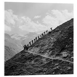 Akrylbilde A hiking group in the Swiss mountains