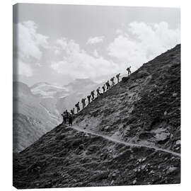 Lienzo A hiking group in the Swiss mountains