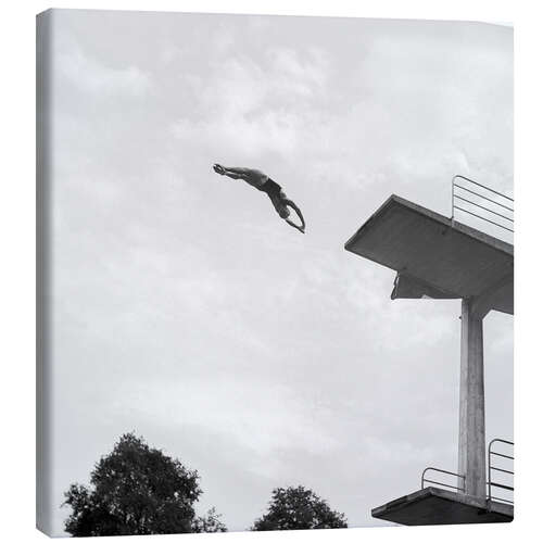 Leinwandbild Der Turmspringer Ernst Strupler in Baden, 1941