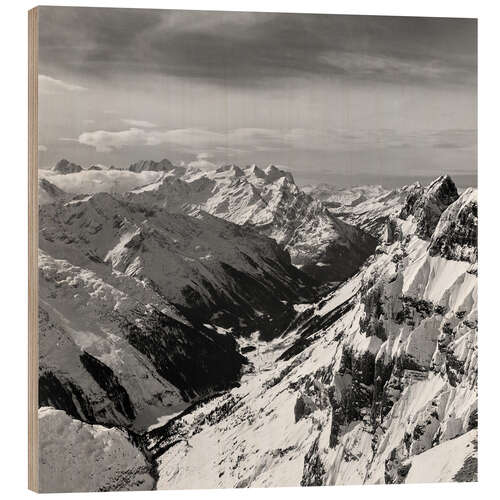 Wood print View from the Titlis Peak, Switzerland, 1969