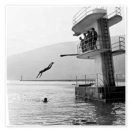 Poster Diving platform in the lido Biel, Switzerland, 1942