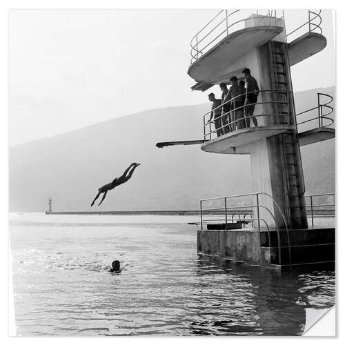 Selvklebende plakat Diving platform in the lido Biel, Switzerland, 1942