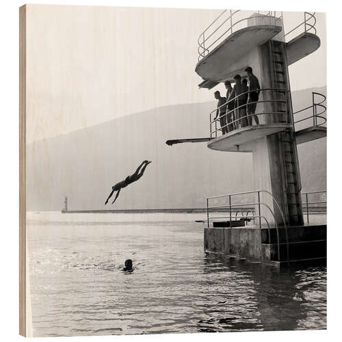 Tableau en bois Diving platform in the lido Biel, Switzerland, 1942